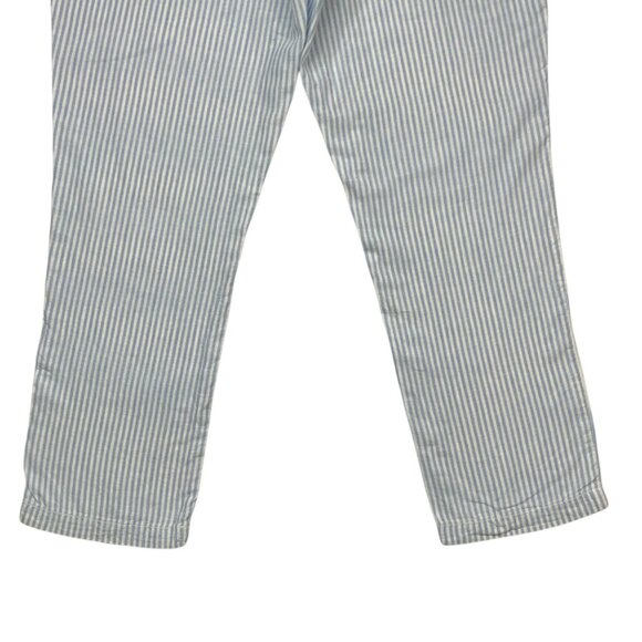 By Anthropologie Seashore Striped Pants M Blue Linen Blend High Rise Drawstring - Picture 10 of 12